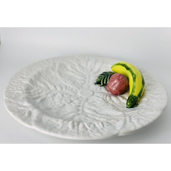 Majolica Vintage Cabbage Leaf/ 3D Fruit Plate Portugal 559 - Picture 8 of 13